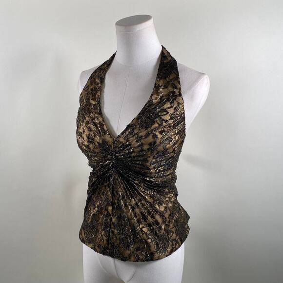 Vintage black and gold halter corset - Picture 1 of 5